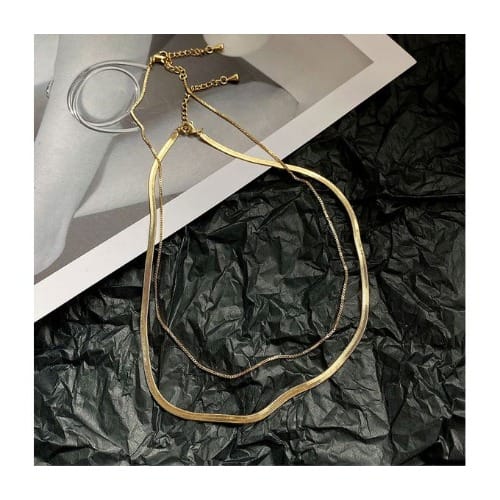 Non Tarnish Double Layered Stainless Steel Necklace- Gold