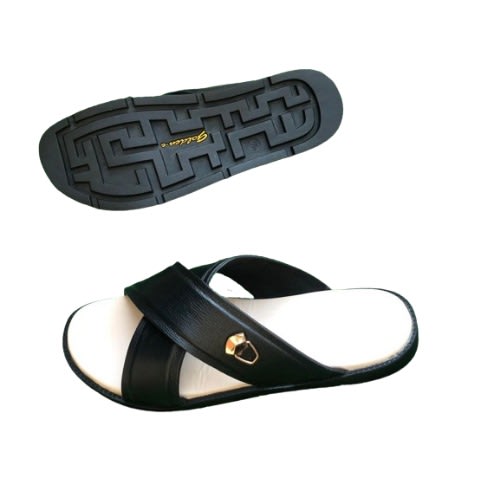 Cross Padded Leather Slippers