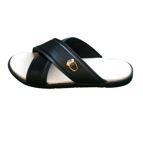 Cross Padded Leather Slippers