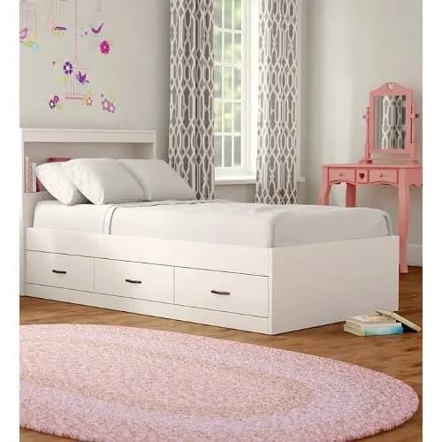 J Best Venture  Platform Bed With Drawers And Bookcase