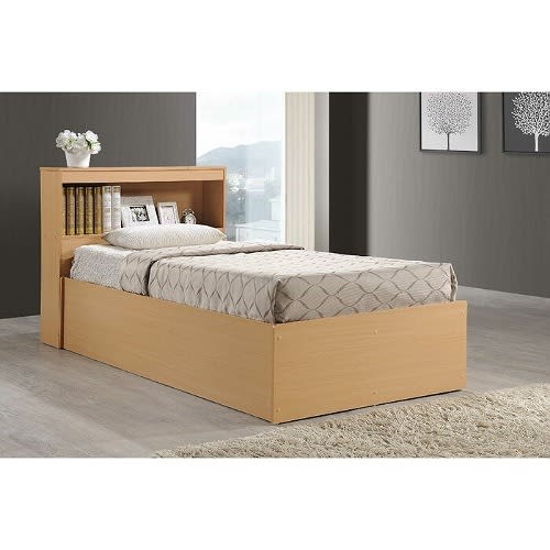 Sadia Besant-platform Bed With Drawers And Bookcase Beech