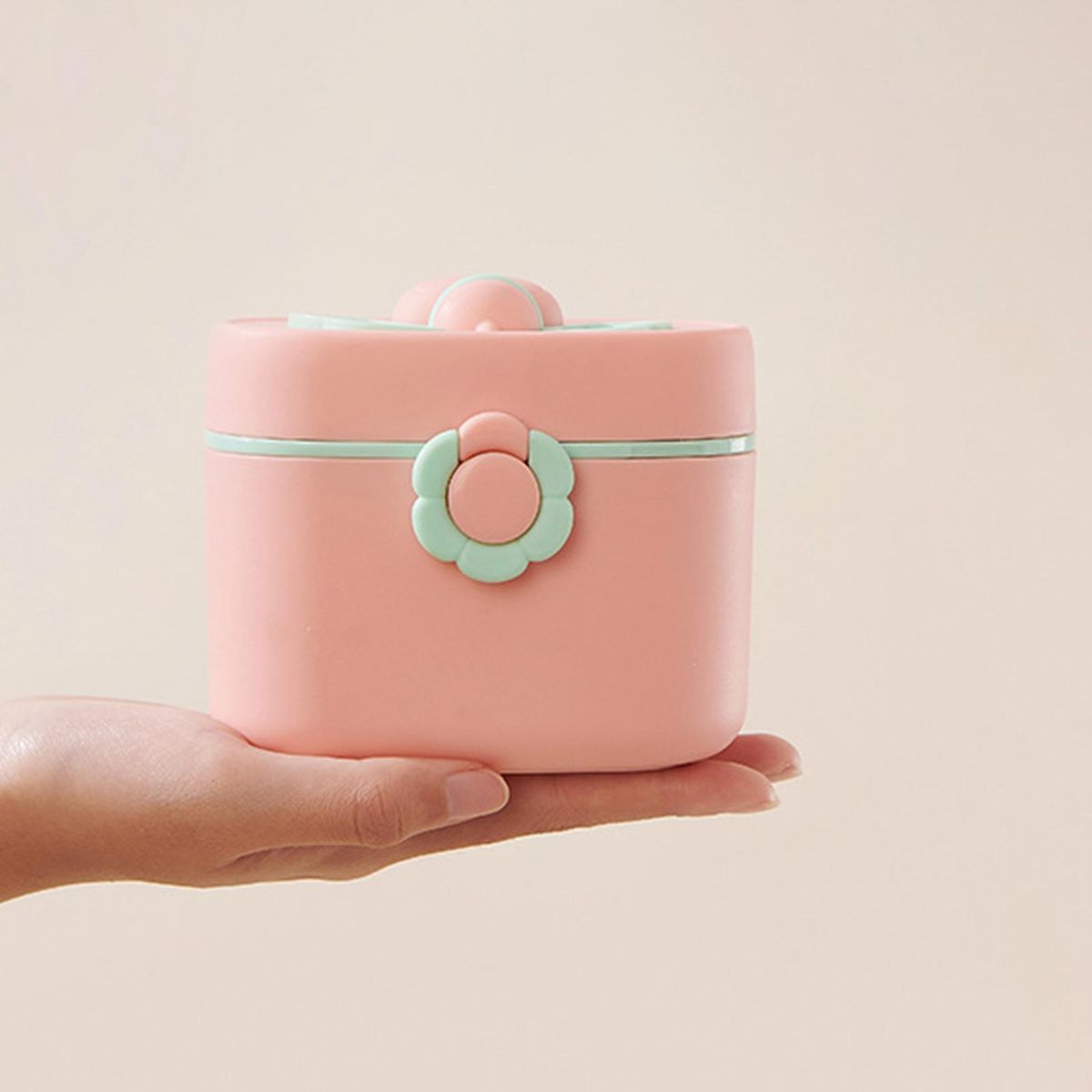 Baby Formula Dispenser With Carry Handle Compact Pink