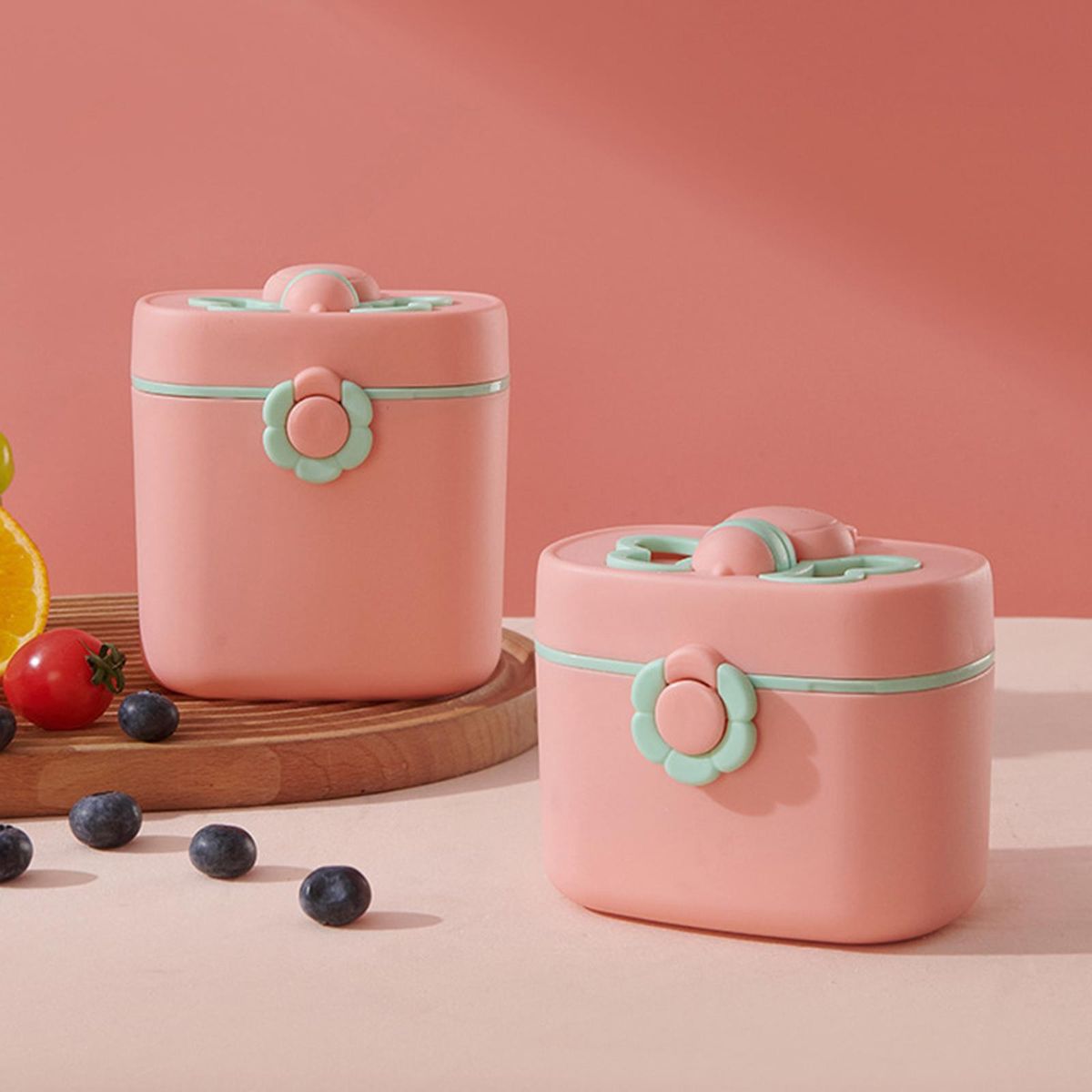 Baby Formula Dispenser With Carry Handle Compact Pink