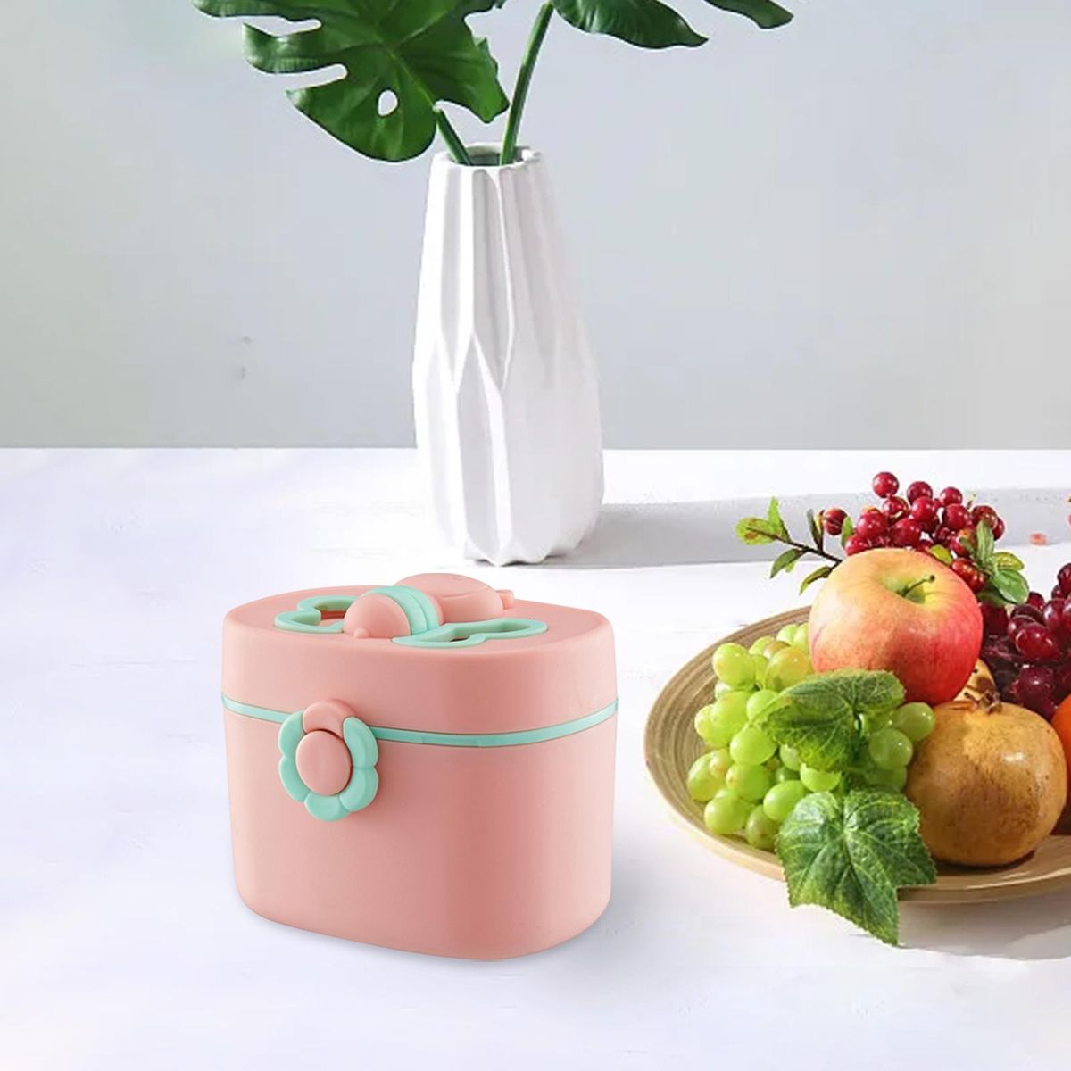 Baby Formula Dispenser With Carry Handle Compact Pink