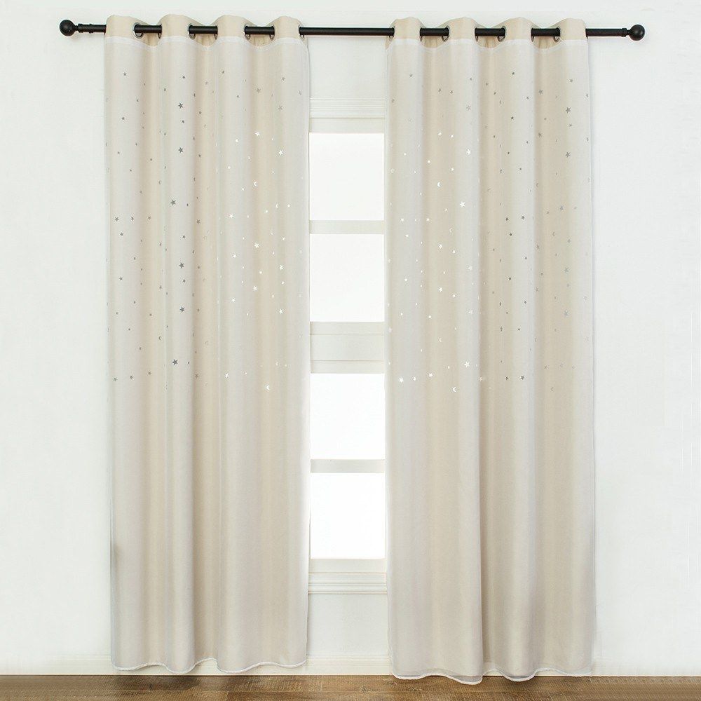 Blackout Curtains Star Shape Hollow Double Layer Cloth Yarn