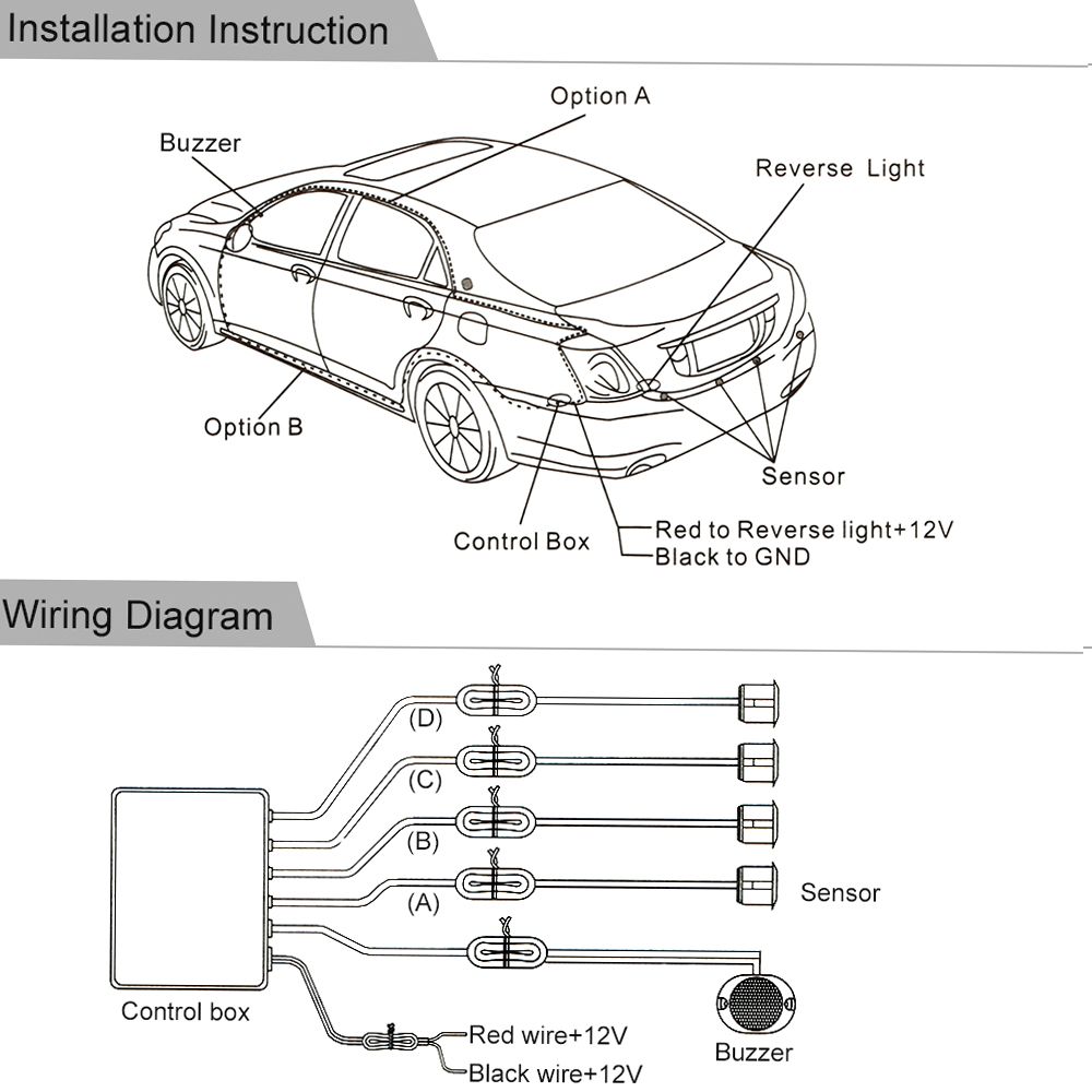 Car Auto 4-Sensor Parking Radar Kit Reverse Radar Alarm