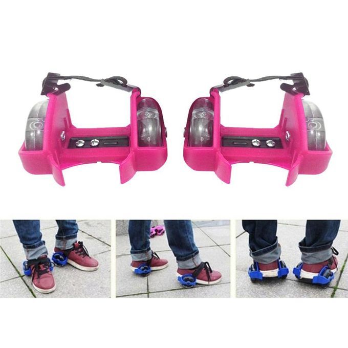 Kids Flashing Roller Skating Shoes Small Pulley Flash Wheel Heel Pink