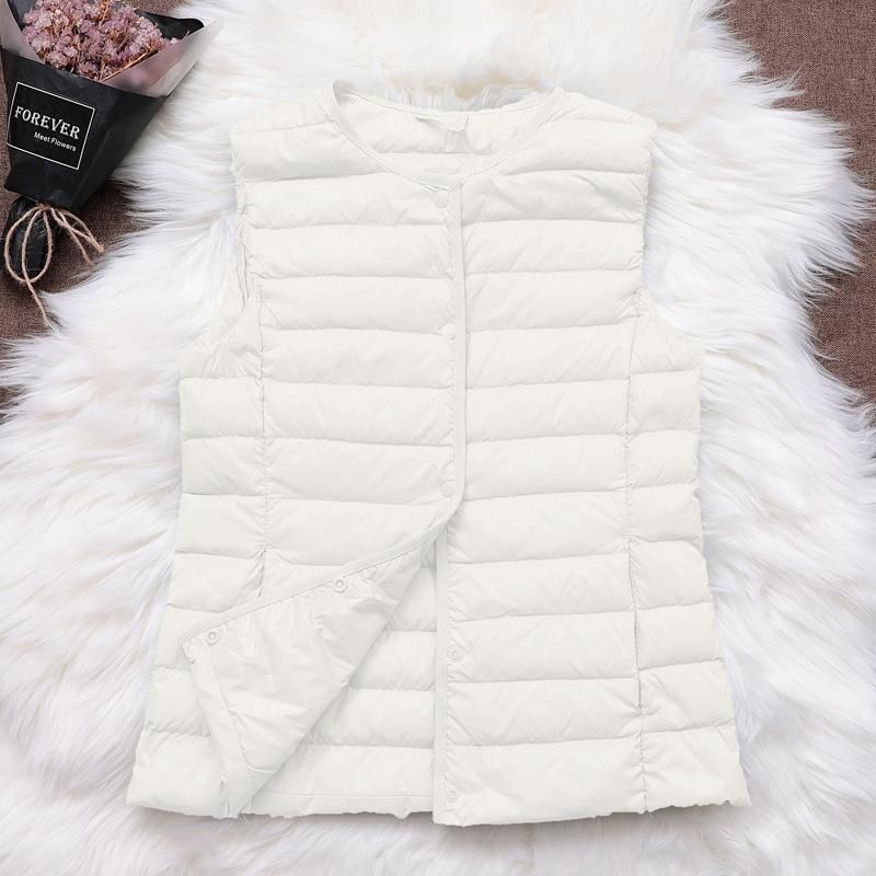 2022 Autumn/Winter New Light and Thin Down Coat Women's Inner Vest Round Neck Wearing Neckless