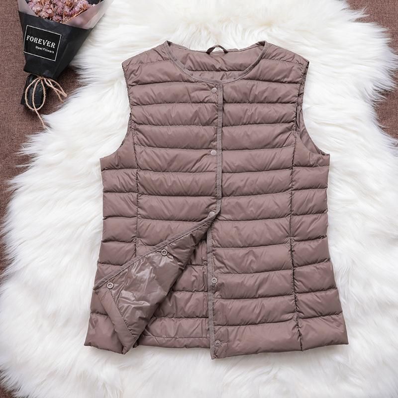 2022 Autumn/Winter New Light and Thin Down Coat Women's Inner Vest Round Neck Wearing Neckless