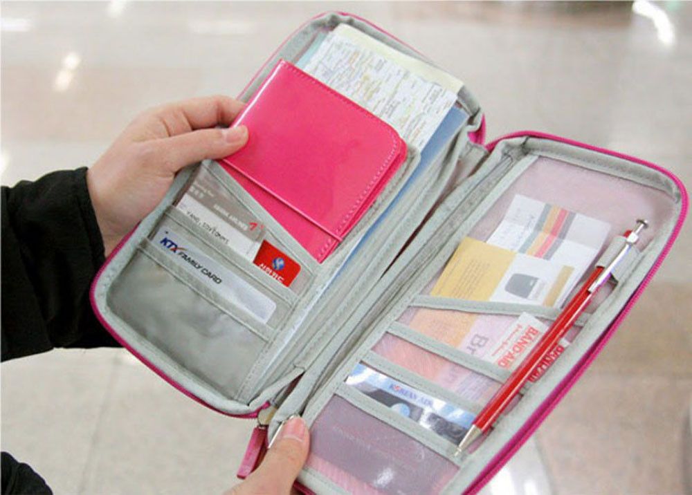 Travel Multifunction Bag Pouch Passport ID Credit Card Wallet Cash Holder Case