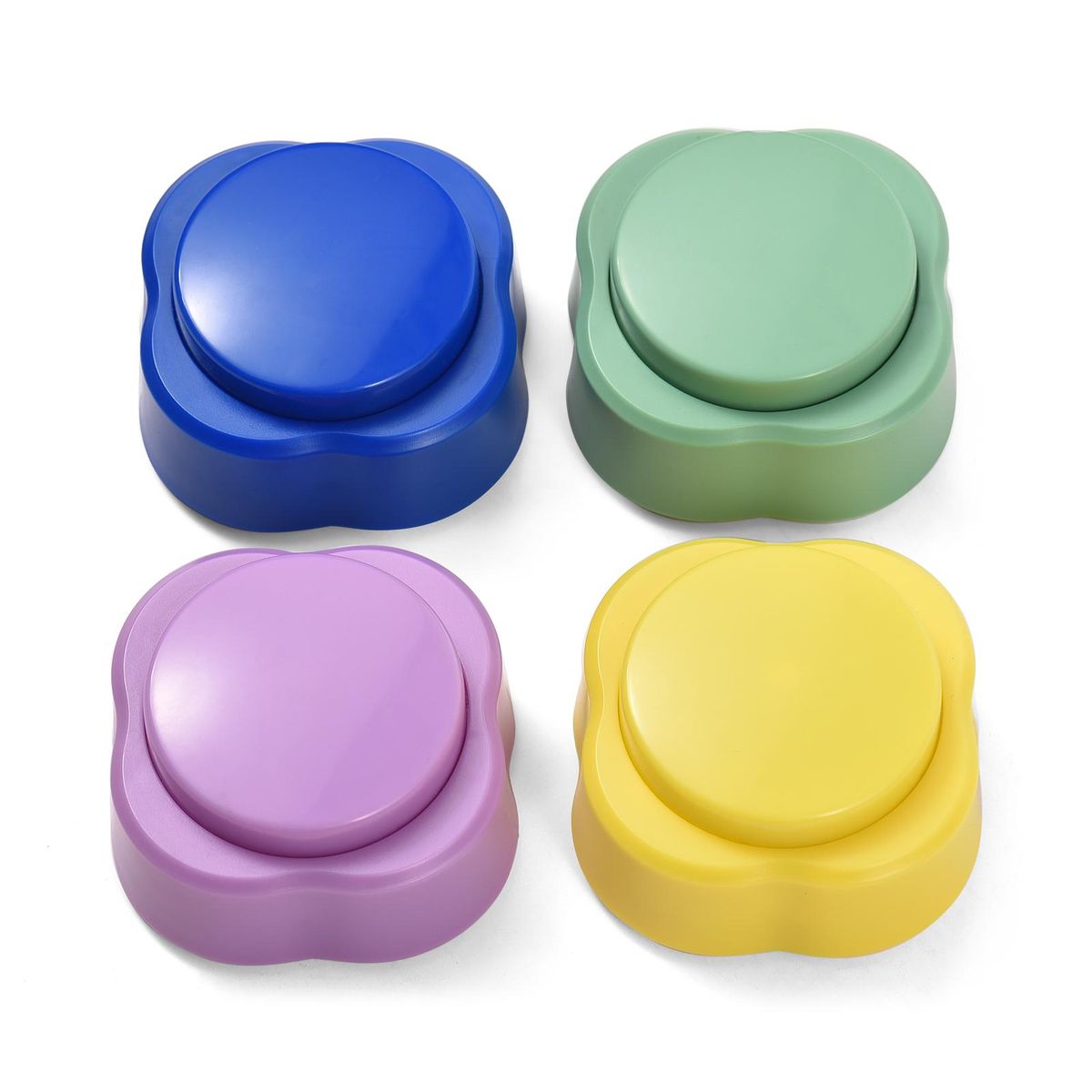 4pcs Colorful Small Voice Recording Buttons for Dog Training 30s Recording & Playback Dog Buttons for Communication Pet Training Buzzer Battery Powered Recordable Sound Buttons with Mat