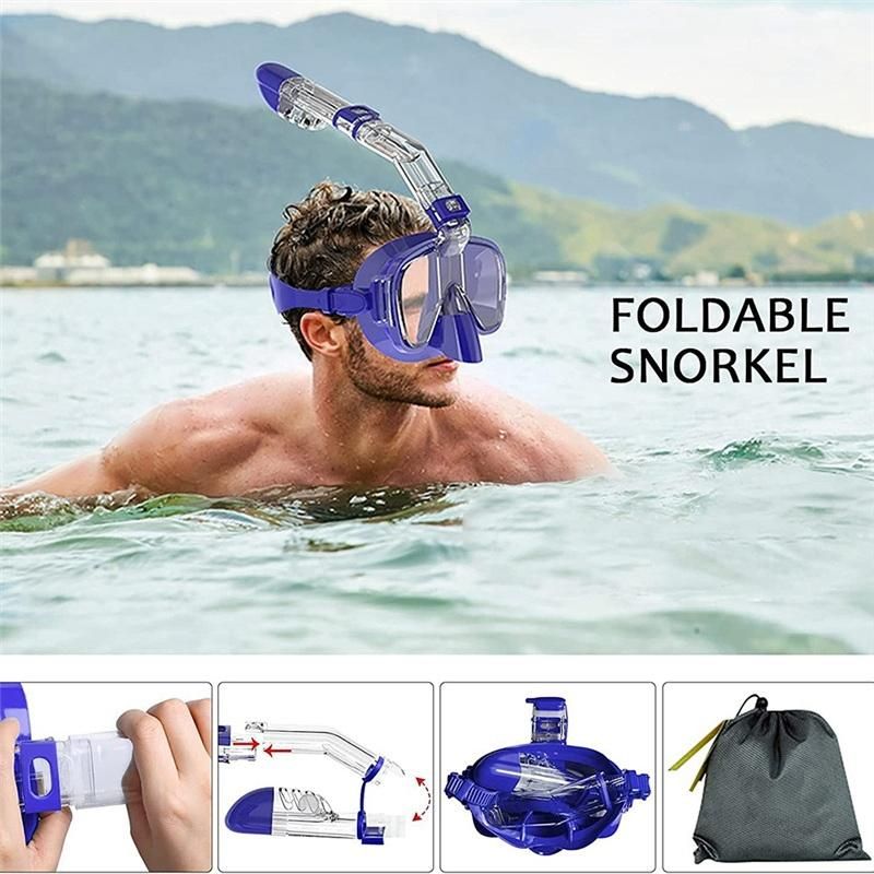 Snorkel Mask Foldable Diving Mask Set with Dry Top System