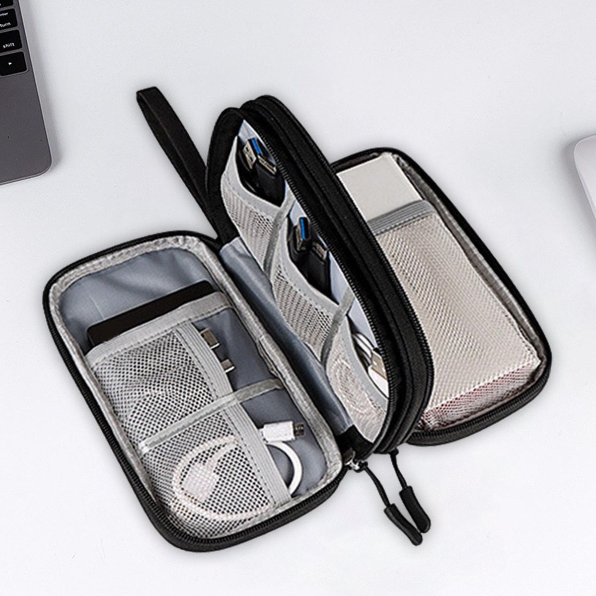 Travel Cable Organizer Bag Multifunctional All-In-One Pouch For Black