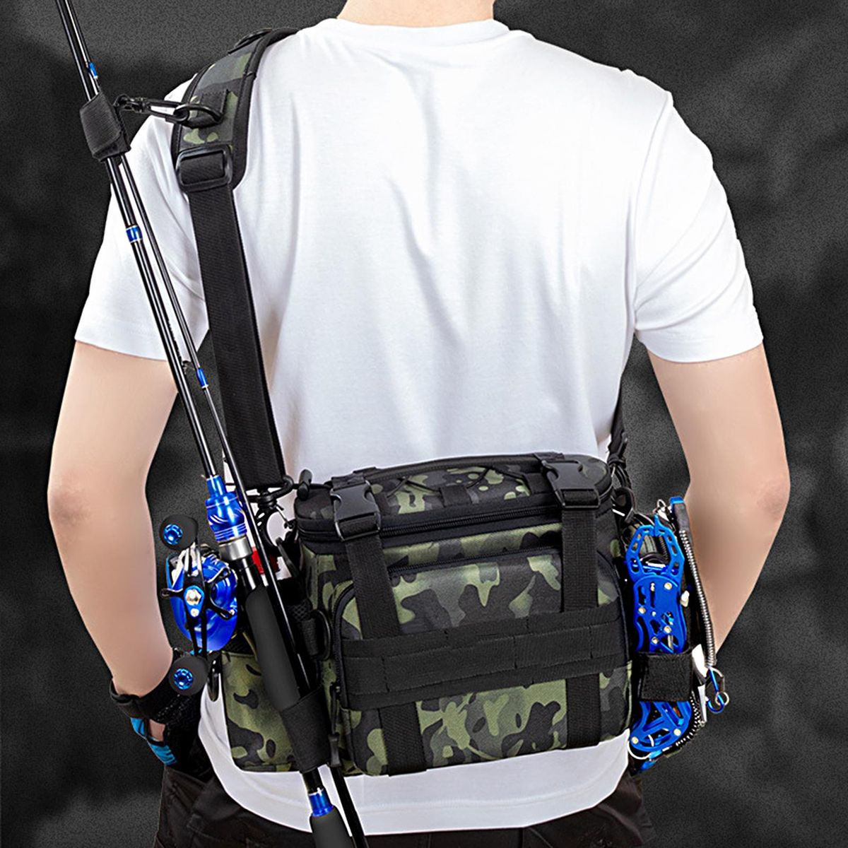 Fishing Bag Winter Outdoor Waist Fishing Bag Black