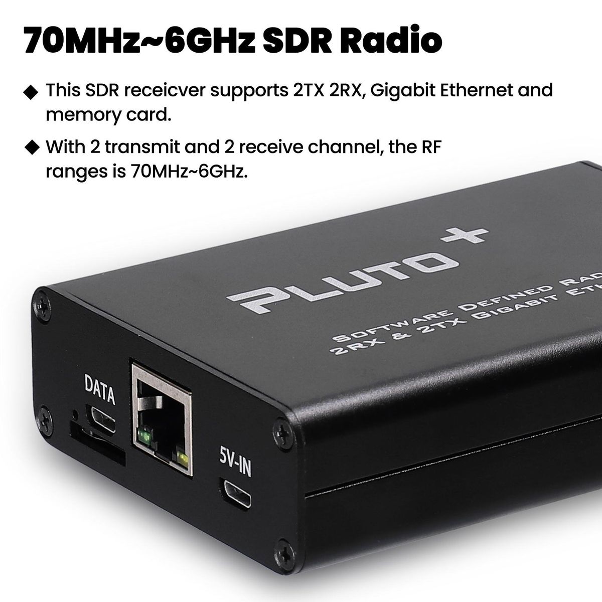 Pluto+ Software Defined Radio Platforms 70MHz~6GHz AD9363 Support 2TX 2RX Gigabit Ethernet Memory Card SDR Radio
