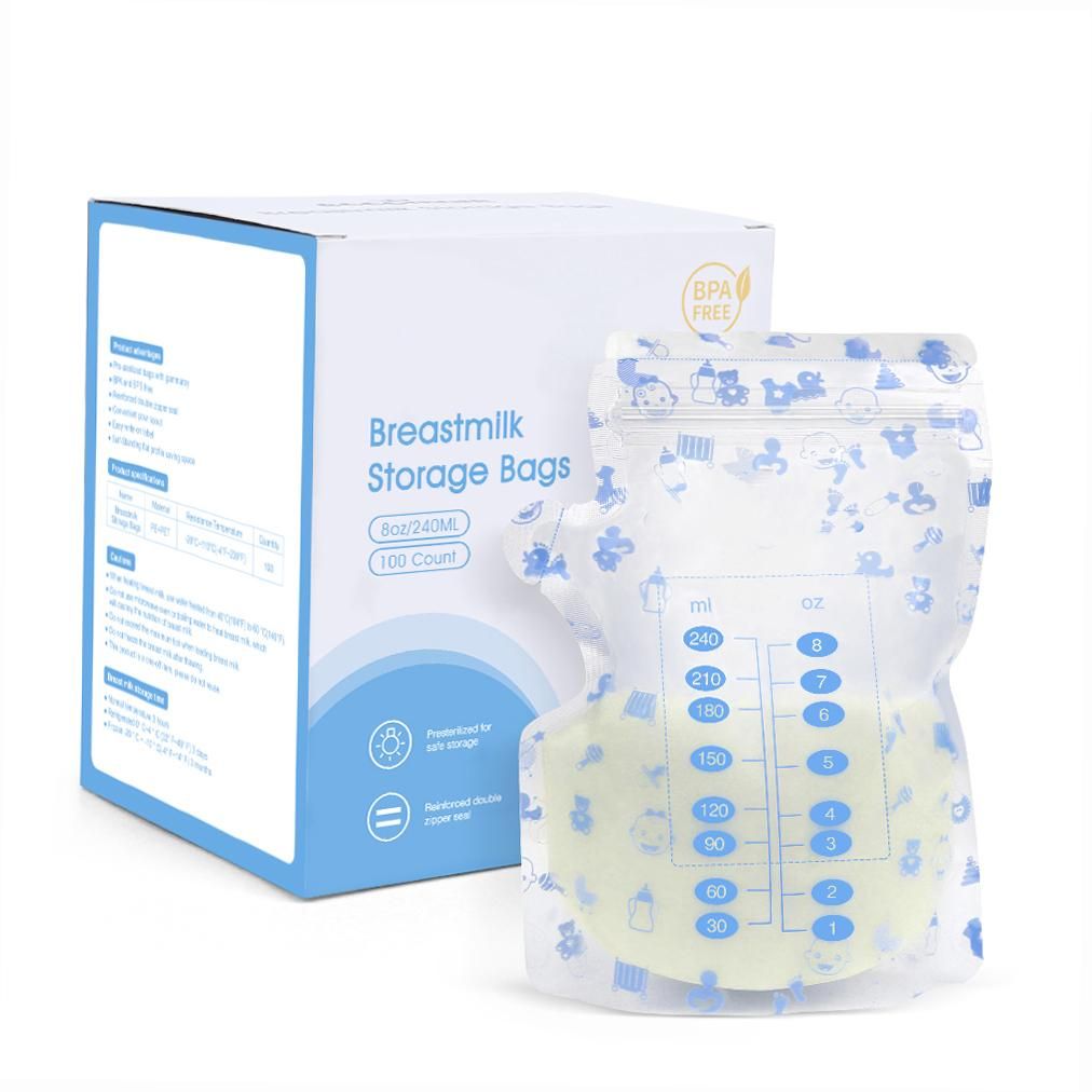 Kisdream Breast Milk Storage Fresh Bags 240ML Capacity Safe Material Milk Storage & Freezing Bag Container for Baby Infants Newborn