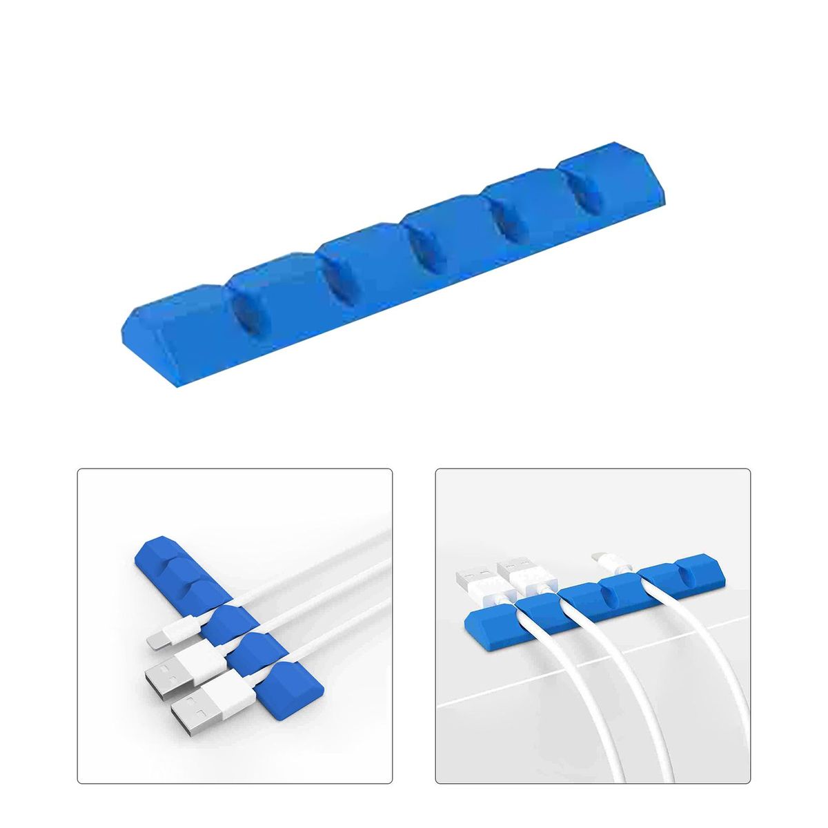 Self Adhesive Cable Clips Cable Organizer Silicone Cord Holders Blue