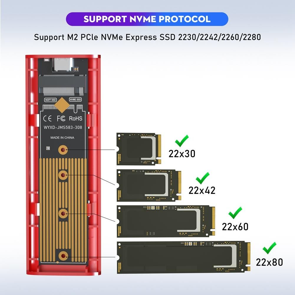 M2 SSD Case M2 To USB 31 Gen 2 10Gbps NVMe SSD Enclosure for NVMe PCIE M Key BM Key SSD  M2 SSD Case AC