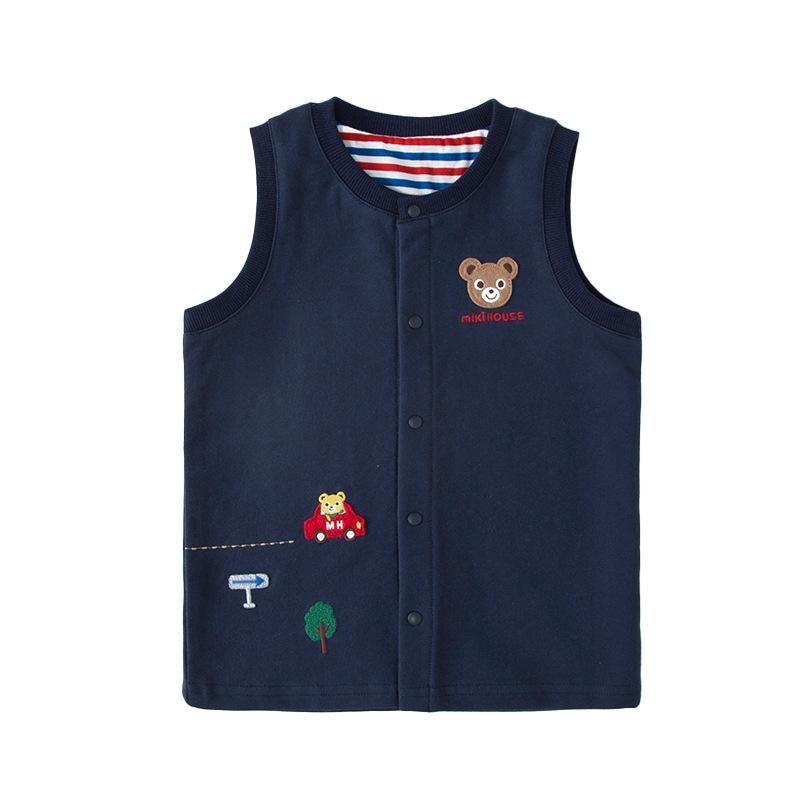 23 New Boys And Girls Baby Mk Embroidery Five Button Vest 4 Color Round Neck Cardigan Cott
