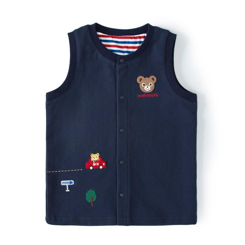 23 New Boys And Girls Baby Mk Embroidery Five Button Vest 4 Color Round Neck Cardigan Cott