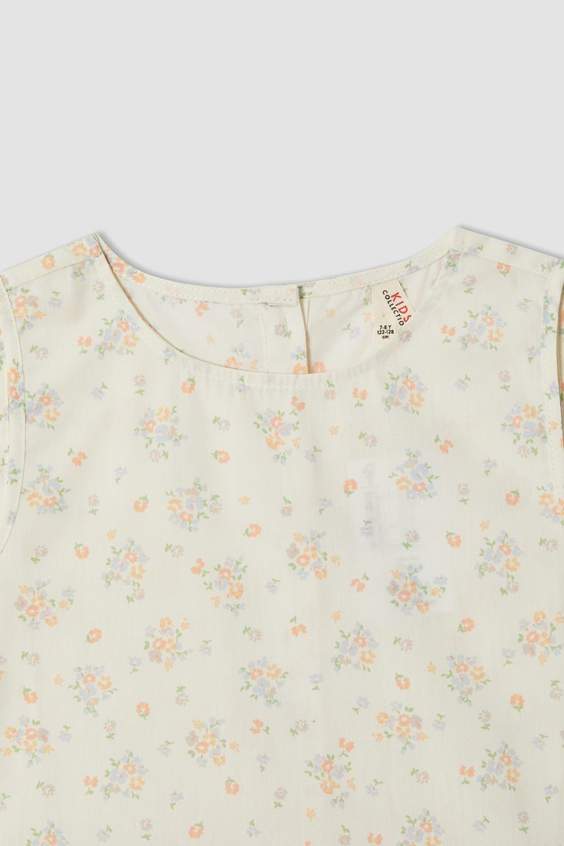 Girl Ecru Regular Fit Woven Dress