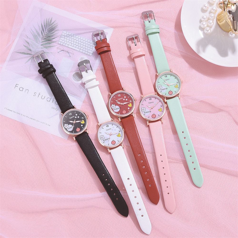 Ladies Watch Bracelet Set PU Belt Digital Quartz Watch Girls