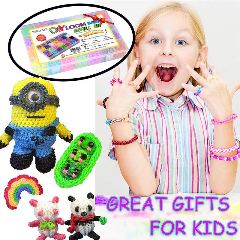 10000pc DIY Toy Rubber Loom Bands Set Kid DIY Bracelet Silicone Rubber Bands Elastic Rainbow Weave Loom Bands Toy Children Goods