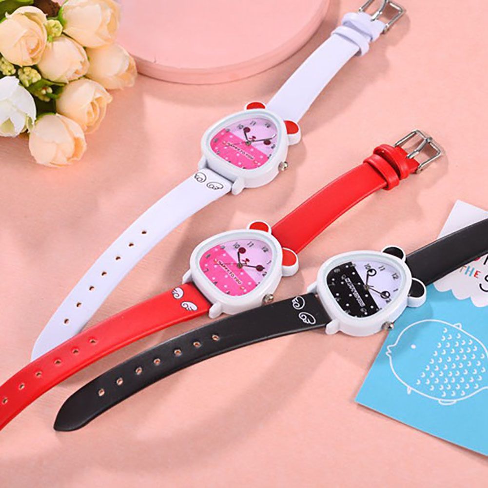 Cute Cartoon Faux Leather Strap Children Kids Analog-Purple