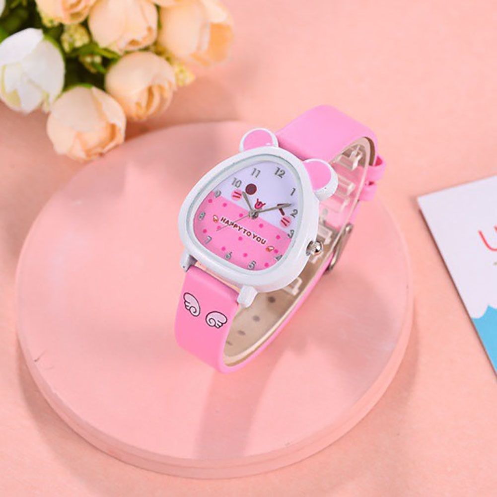 Cute Cartoon Faux Leather Strap Children Kids Analog-Purple