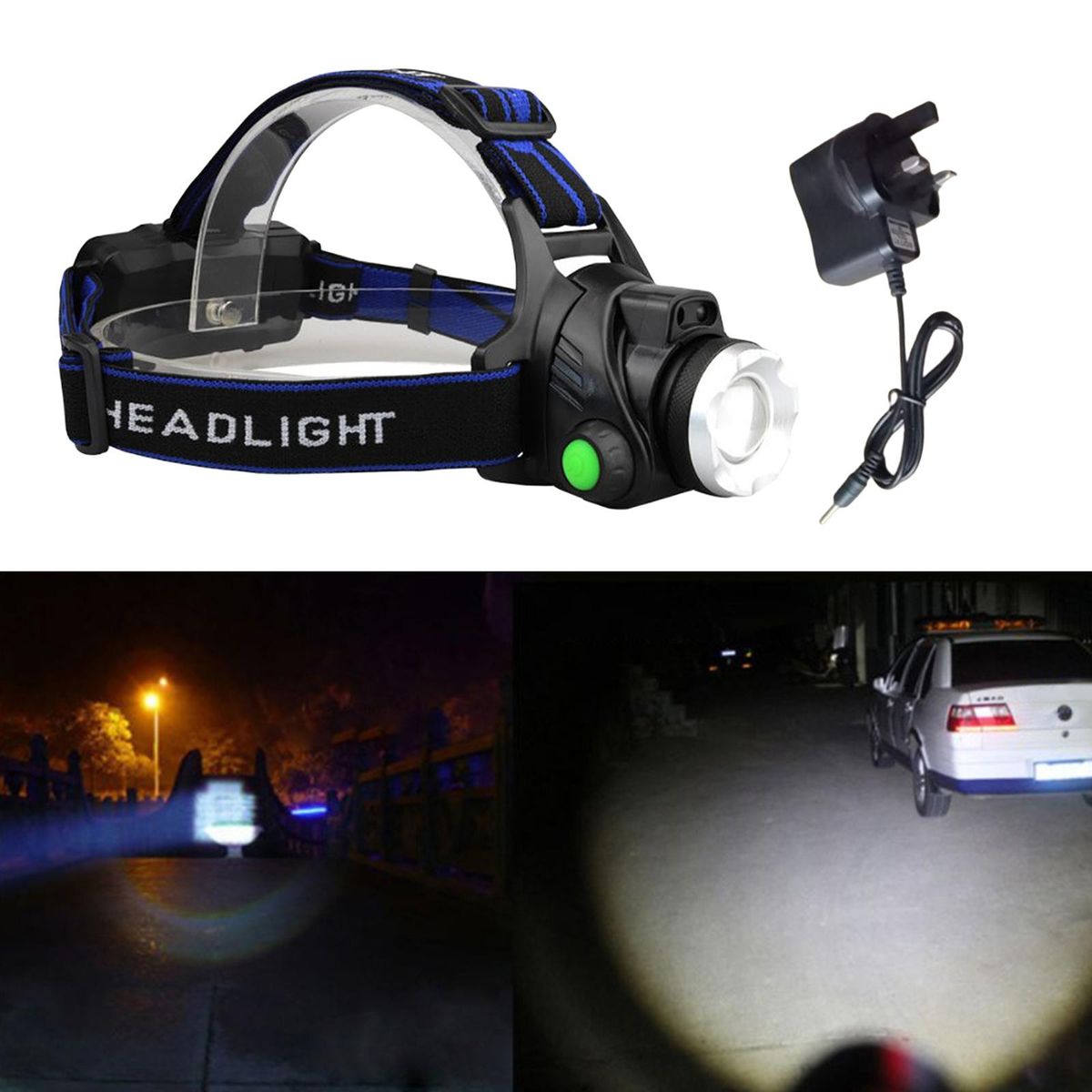 Headband Work Solar Lightweight  + UK Adapter + Battery