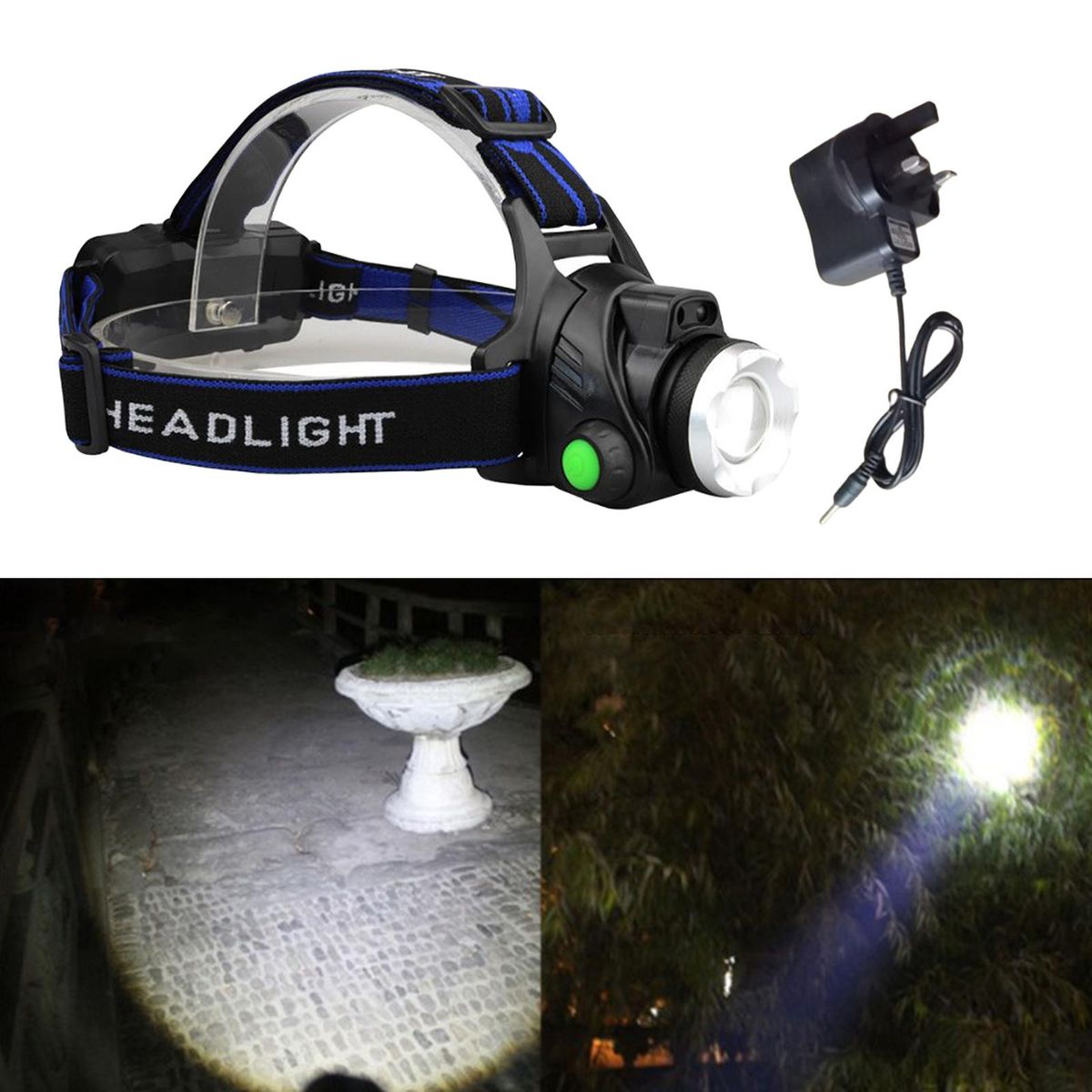 Headband Work Solar Lightweight  + UK Adapter + Battery