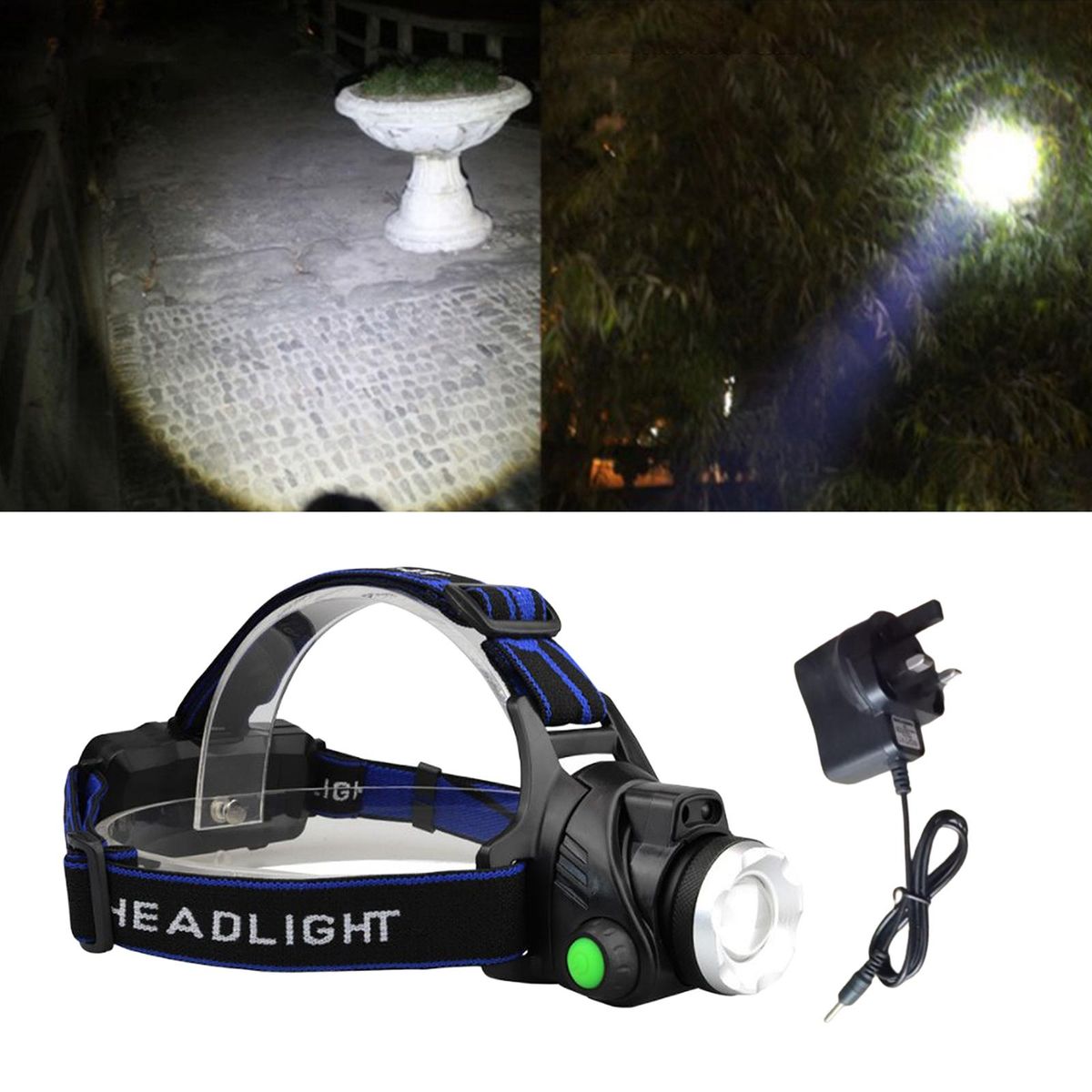 Headband Work Solar Lightweight  + UK Adapter + Battery