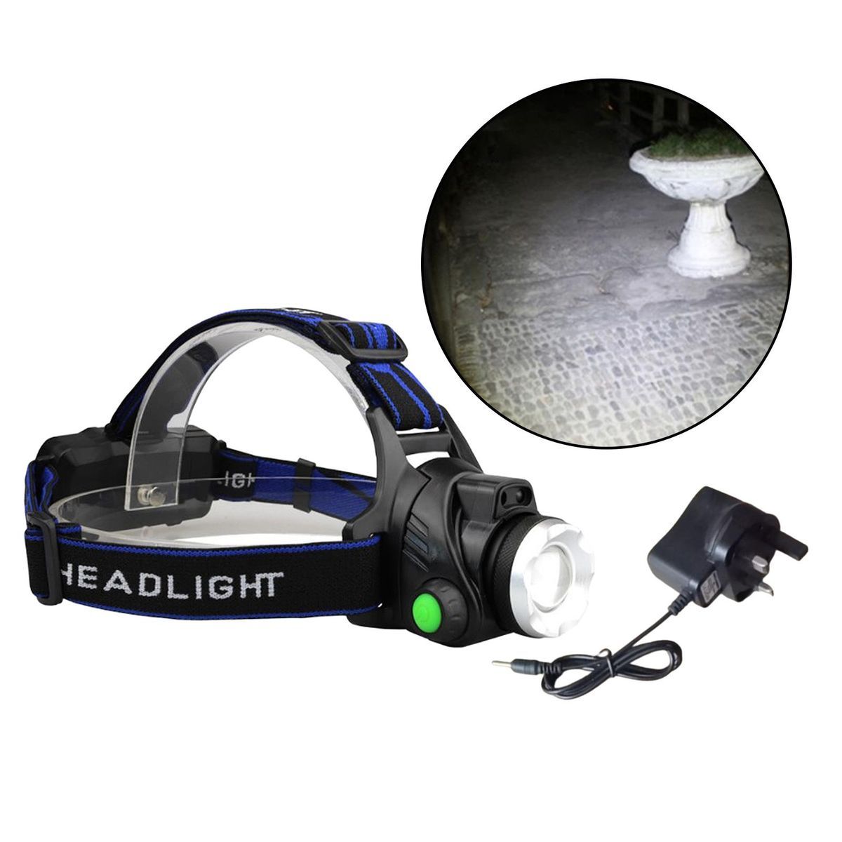 Headband Work Solar Lightweight  + UK Adapter + Battery