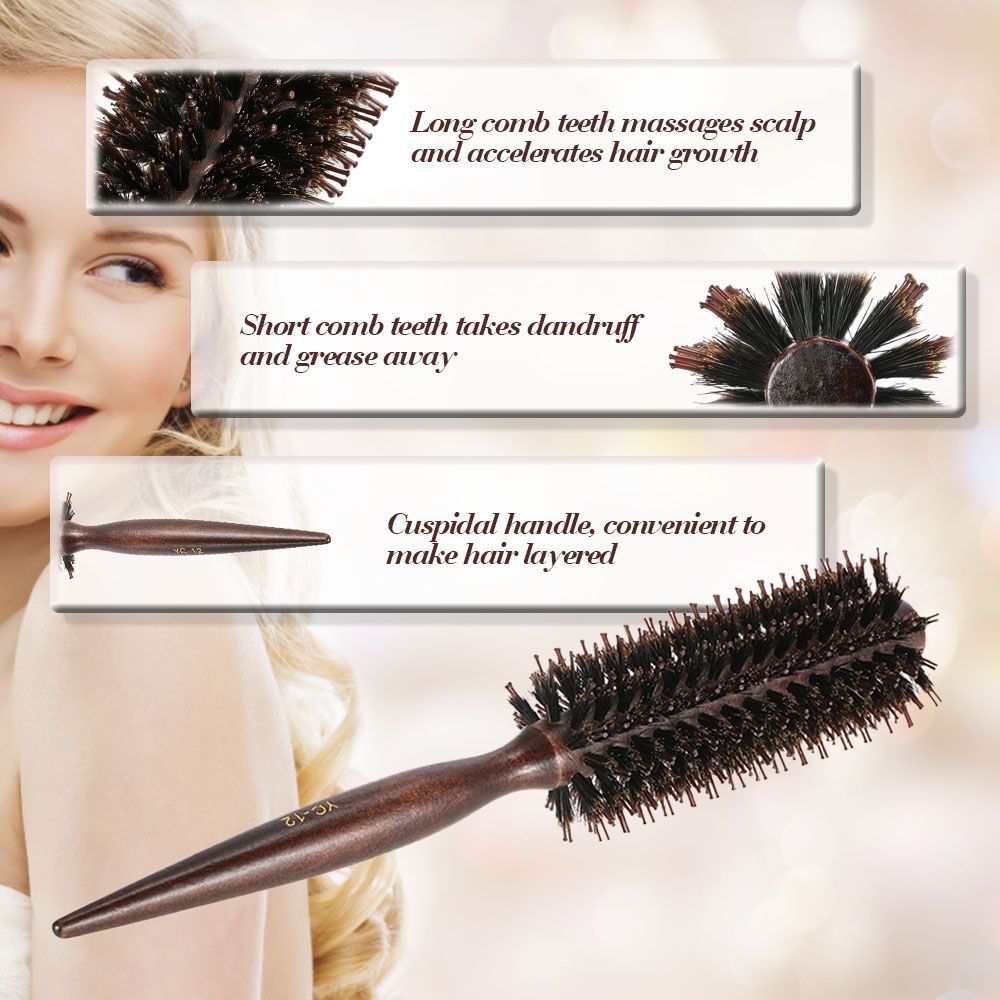 1pc Round Comb Bristle Hair Brush Comb Quiff Roller Curling
