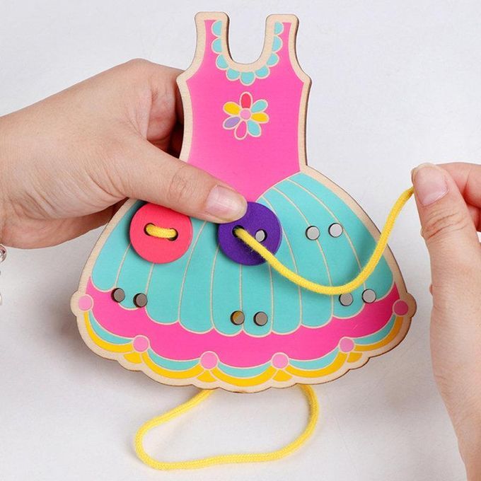 Children Cartoon Hedgedog Dress Manual Threading Sewing-