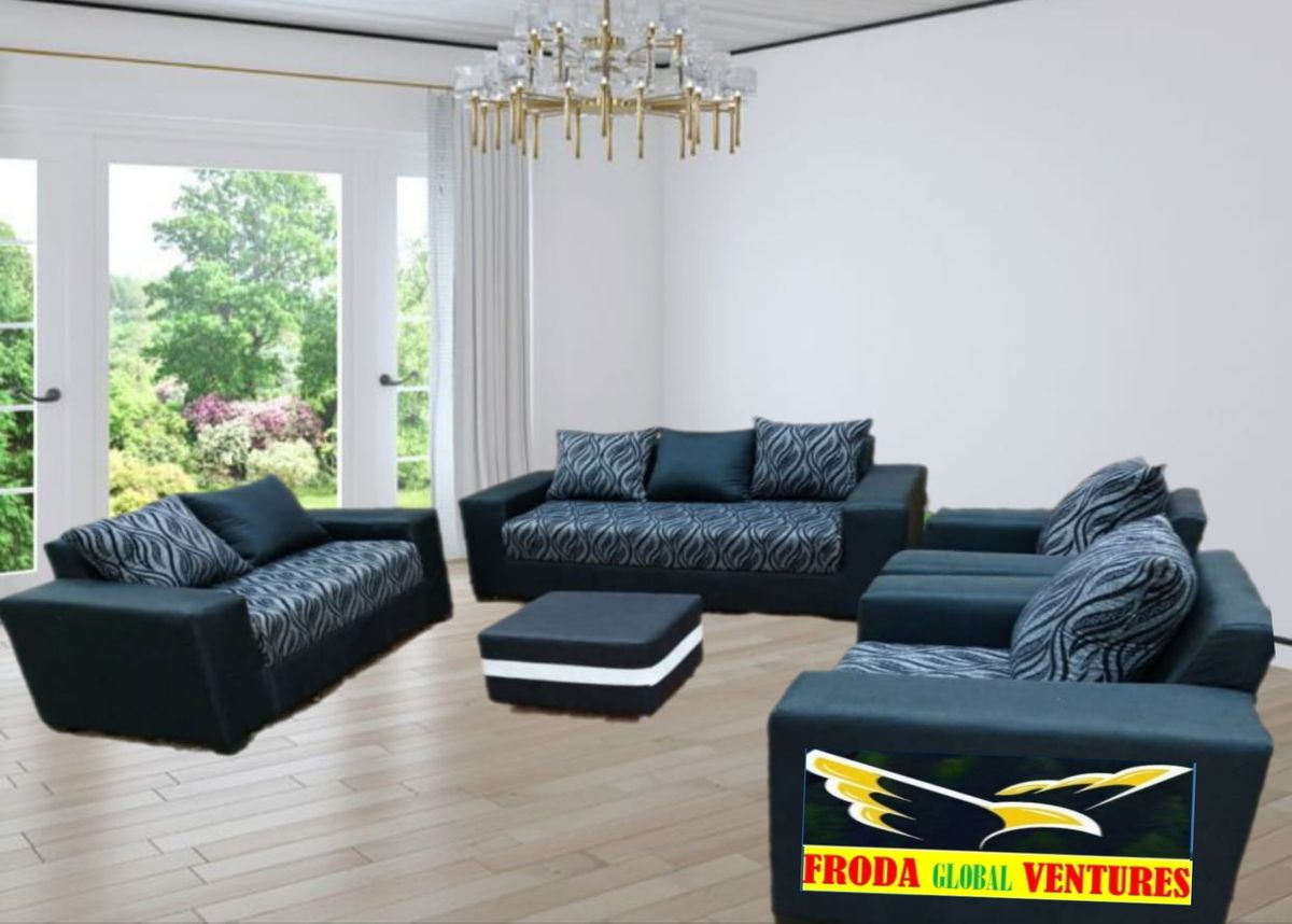 Set Of 7 Seaters Sofa Chairs And Ottoman Table