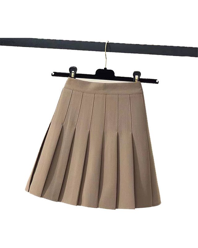 Women High Waist Pleated Short Skirt Summer Mini Girls-Khaki
