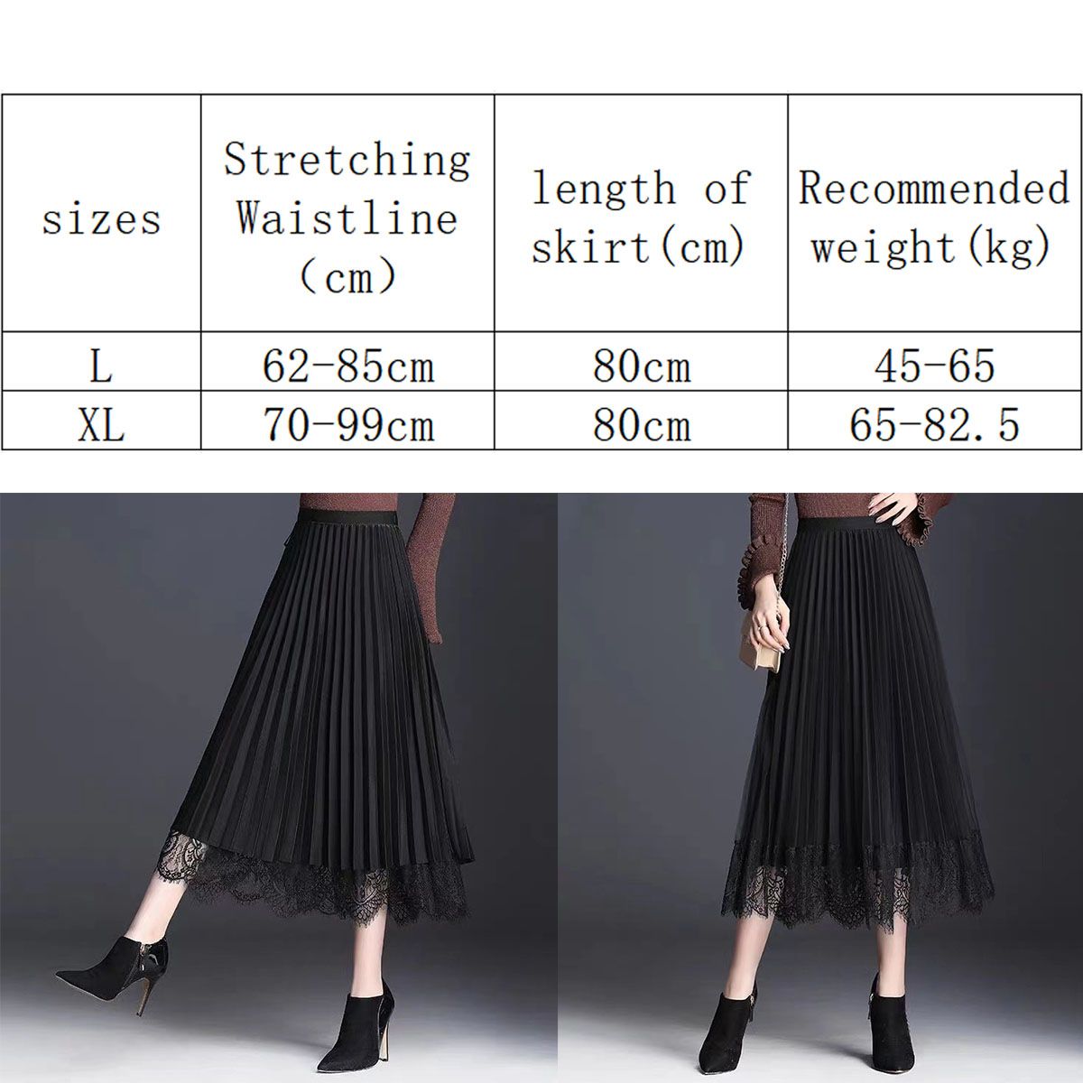 Women High Waist Pleated Long Skirt Summer Girl Casual-Green