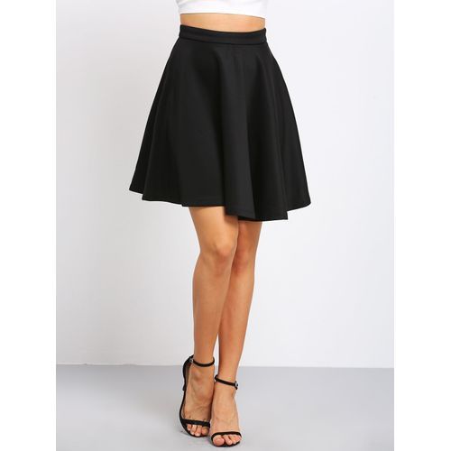 Lydiaz Trendy High Waist Flared Skirt - Black