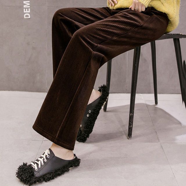 Pregnancy Abdominal Corduroy Pants Boyfriend Trousers Maternity Pants For