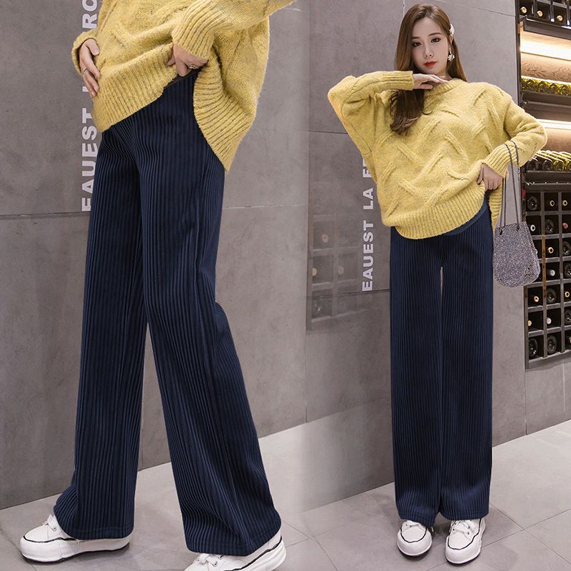 Pregnancy Abdominal Corduroy Pants Boyfriend Trousers Maternity Pants For