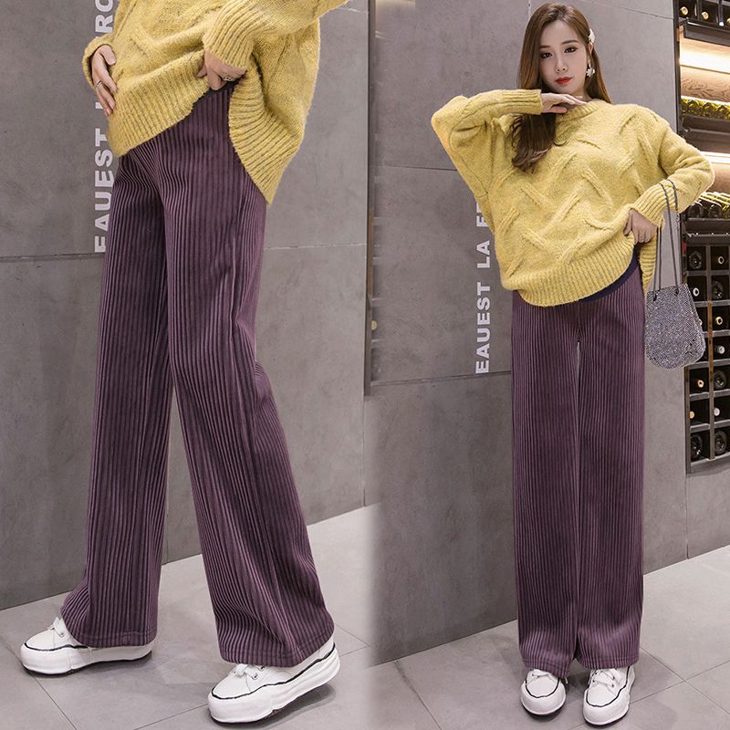 Pregnancy Abdominal Corduroy Pants Boyfriend Trousers Maternity Pants For