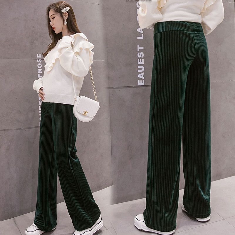Pregnancy Abdominal Corduroy Pants Boyfriend Trousers Maternity Pants For
