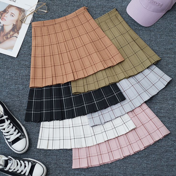 Pleated Skirt Of Tall Waist Skirt Blue