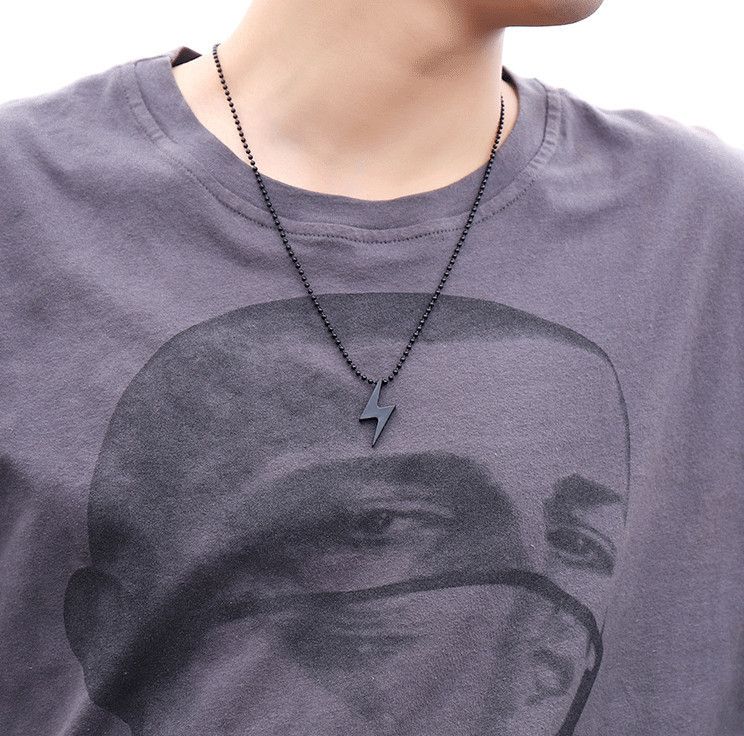 Hip-hop Titanium Lightning Flash Symbol Pendant Necklace