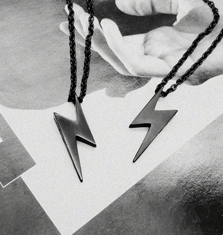 Hip-hop Titanium Lightning Flash Symbol Pendant Necklace