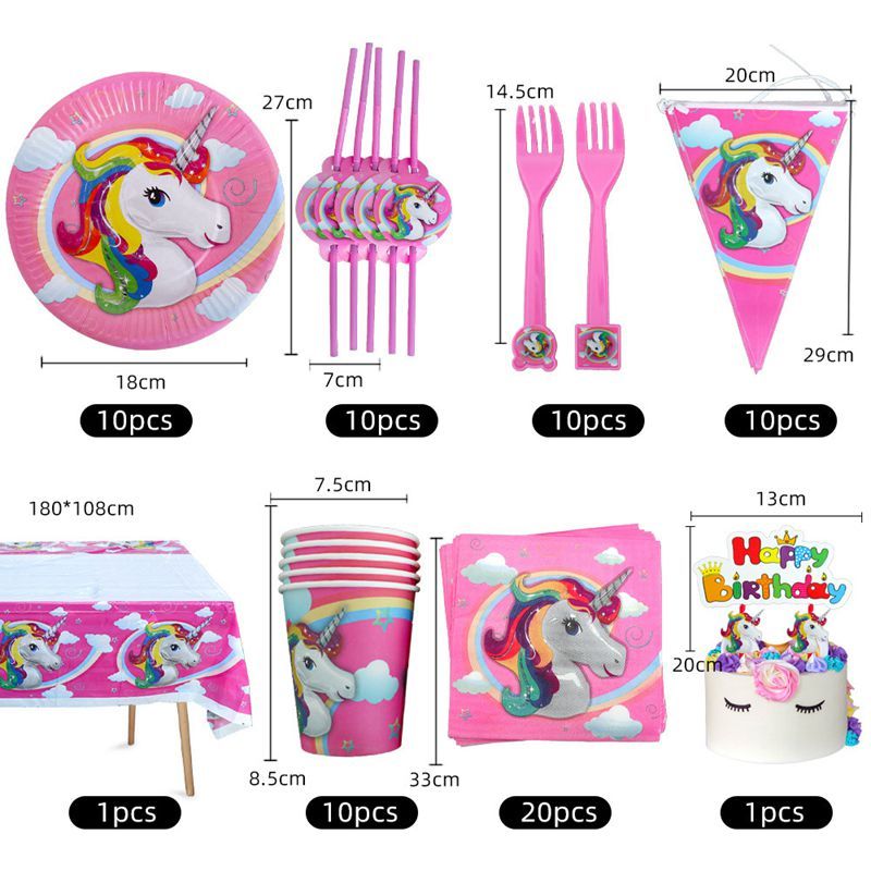 Unicorn Birthday Party Decorations Disposable Tableware Set