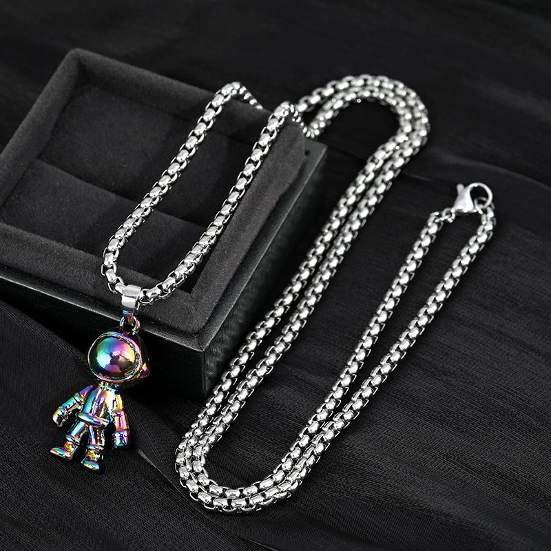 Hip Hop  Colorful Quenched Astronaut Titanium Steel Pendant