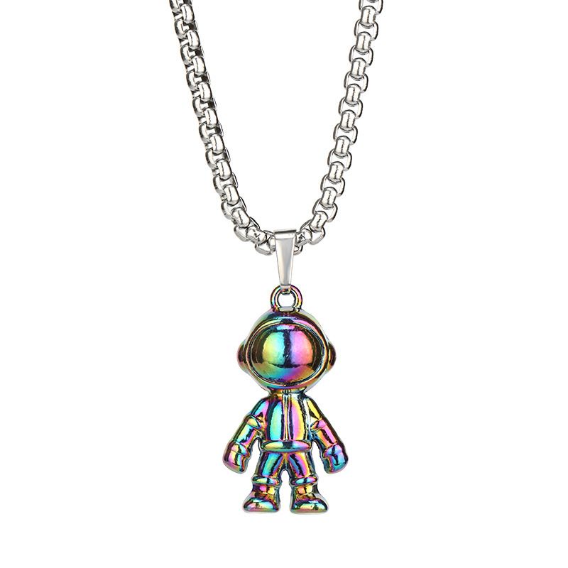 Hip Hop  Colorful Quenched Astronaut Titanium Steel Pendant