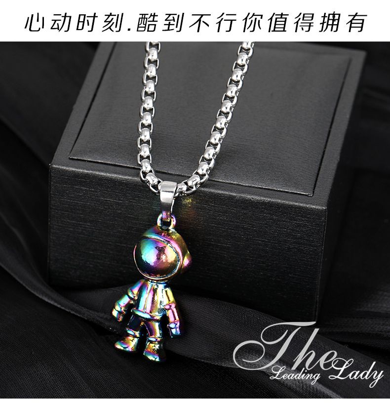 Hip Hop  Colorful Quenched Astronaut Titanium Steel Pendant